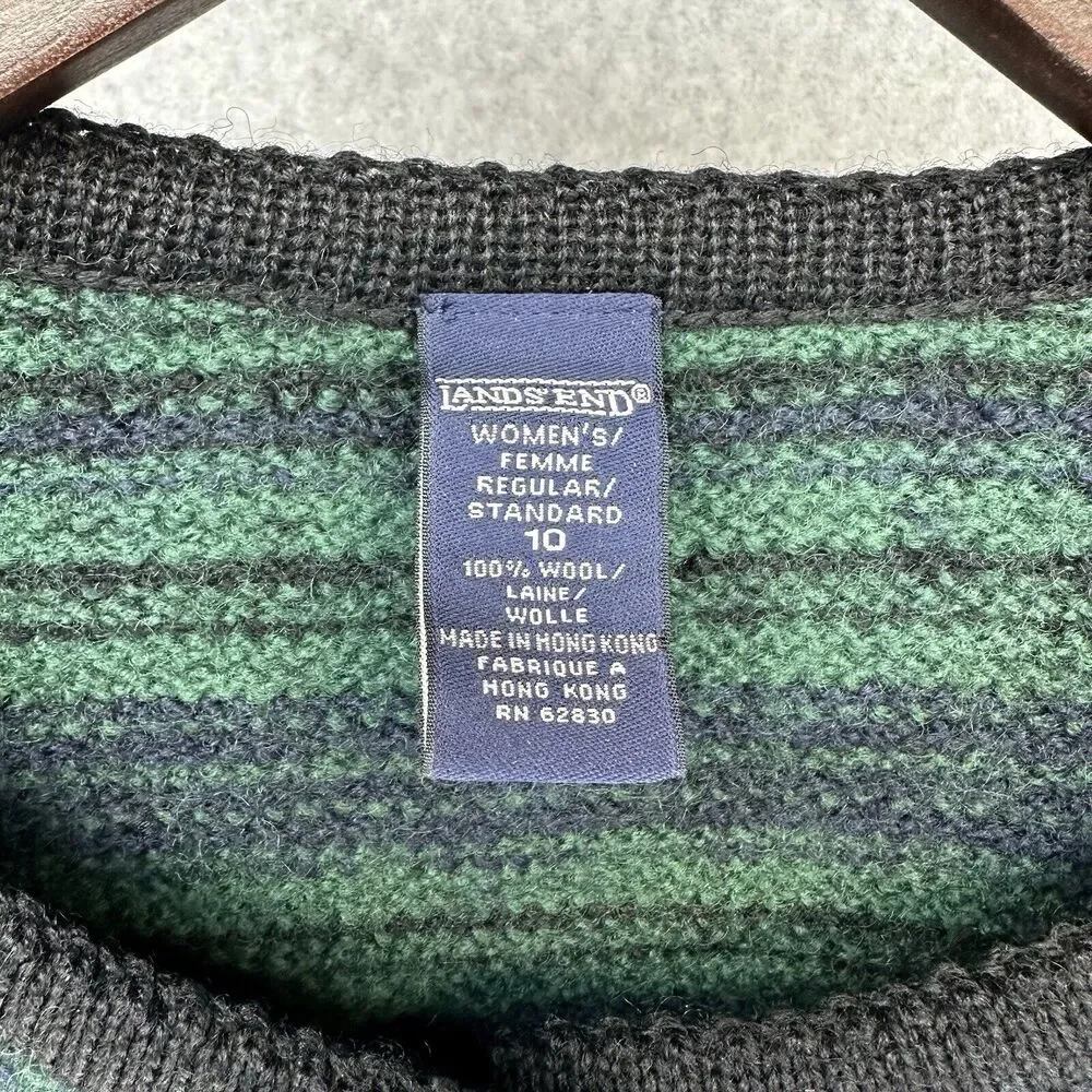 Lands End Womens Knit Sweater Size 10 Regular 100% Wool Button Up Long Sleeve - Picture 9 of 9